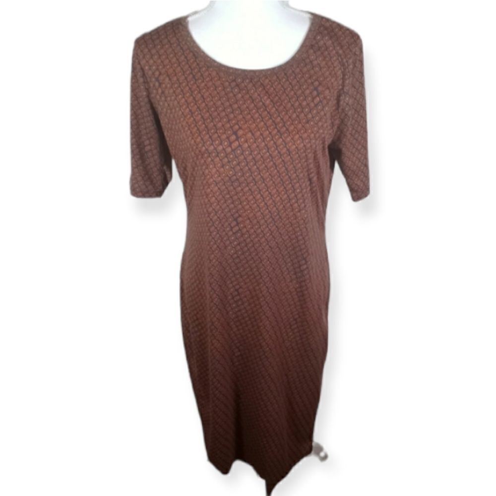 LULAROE BROWN DIAMOND PATTERN DRESS SZ.L EUC